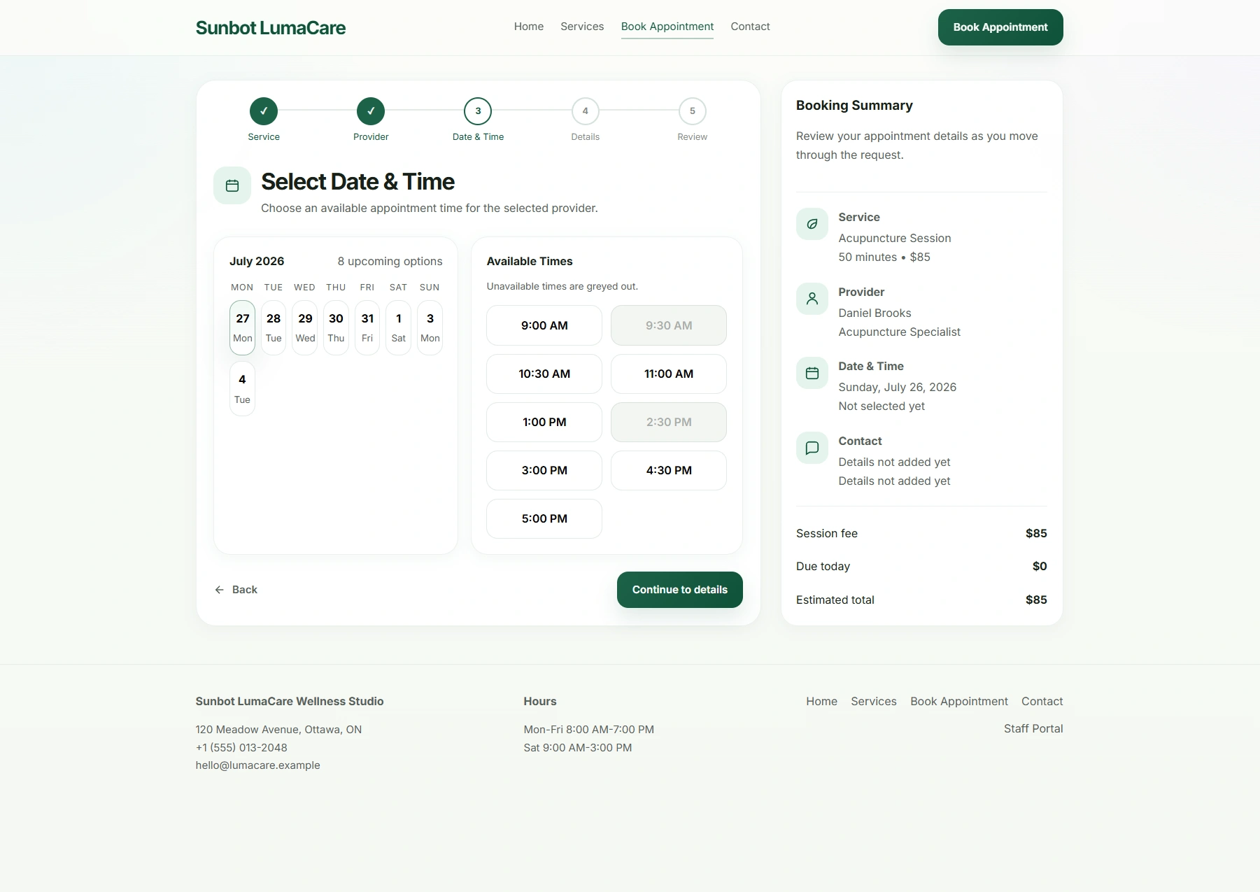 LumaCare Booking at a glance poster