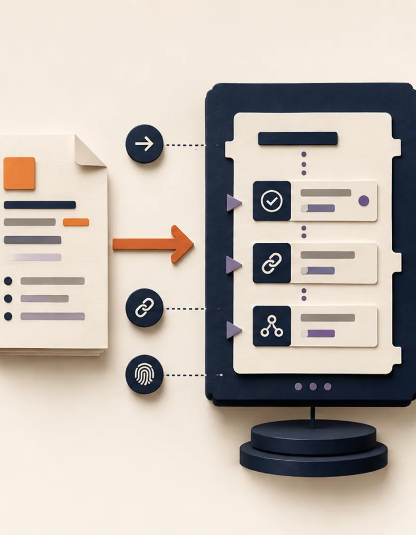 Order intent entering an adapter contract with validation, capability checks, and correlation identity.