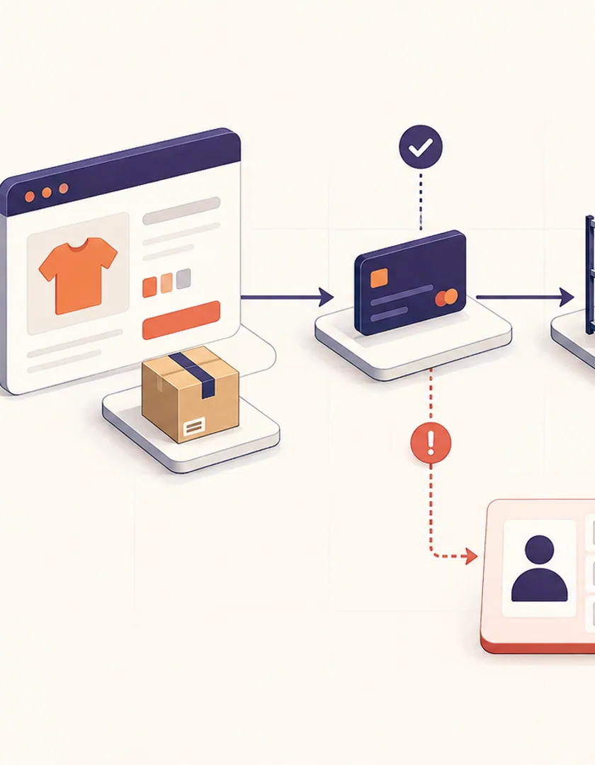 Payment and inventory facts checked independently before an order is released for fulfilment.