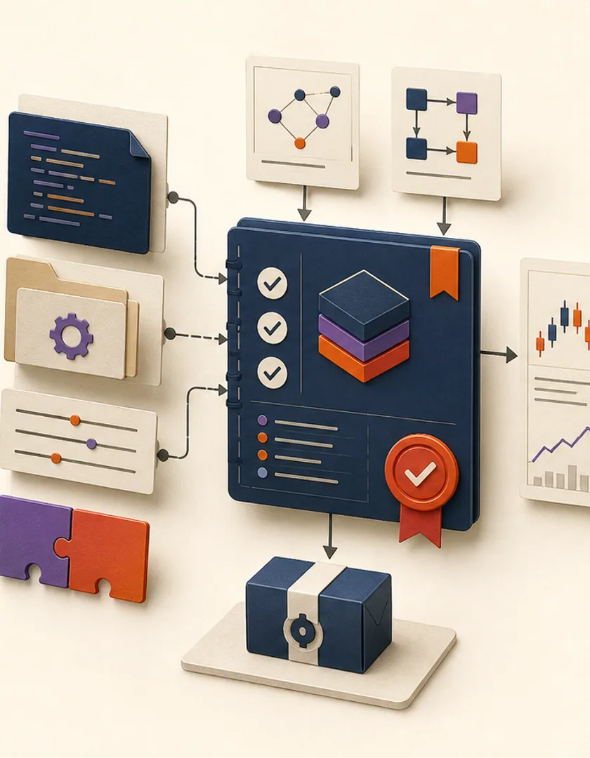 Strategy parameters, terminal version, environment, and verification evidence assembled into a reproducible manifest.
